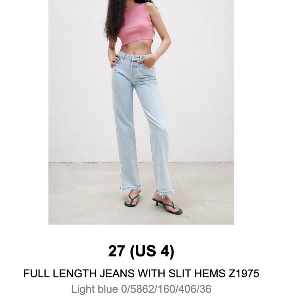 ZARA FULL LENGTH JEANS, SLIT HEM